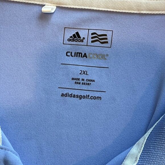 Adidas Men Clima Cool Blue & Orange Stripe Golf Short Sleeve Polo Shirt 2XL - Picture 6 of 6